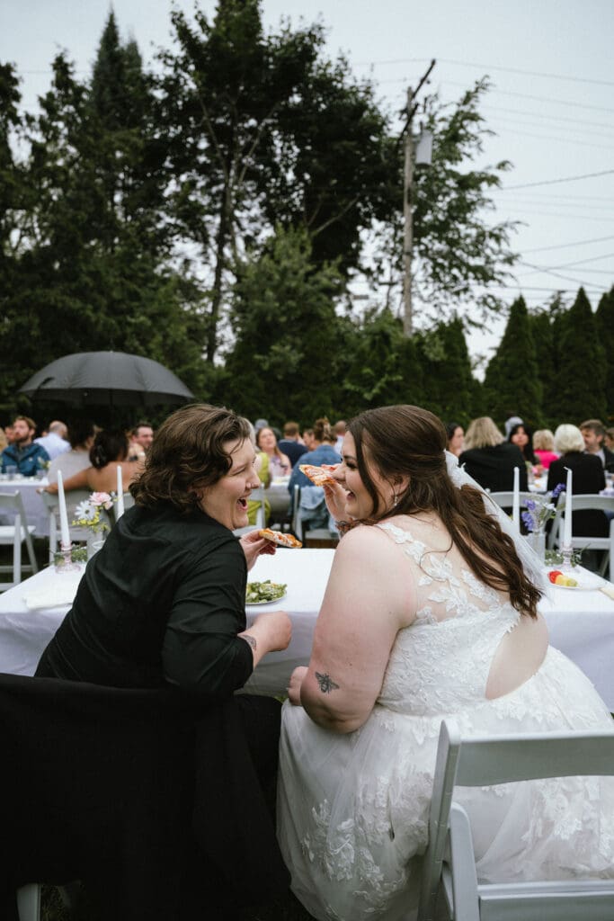 Backyard wedding reception in Michigan
