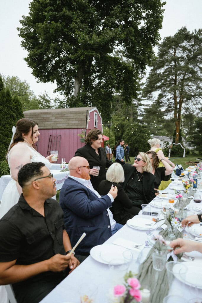 Backyard wedding cocktail hour in Metro Detroit