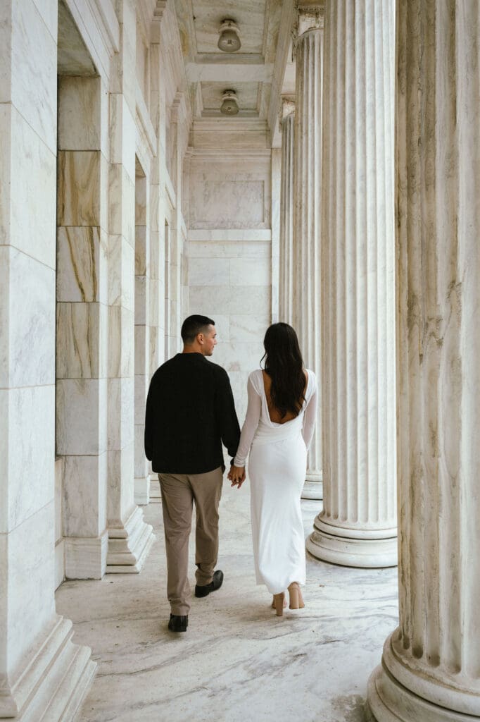 Engagement Photos outside the Toledo Museum of Arts in Toledo, Ohio