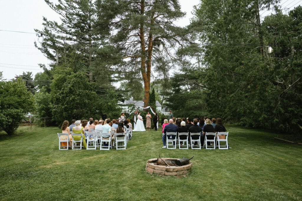 Backyard wedding ceremony in Metro Detroit