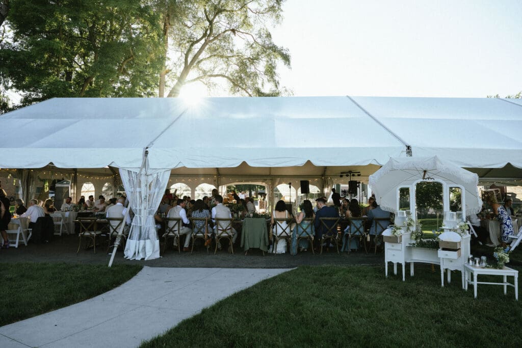 Elevated backyard wedding on lake st claire