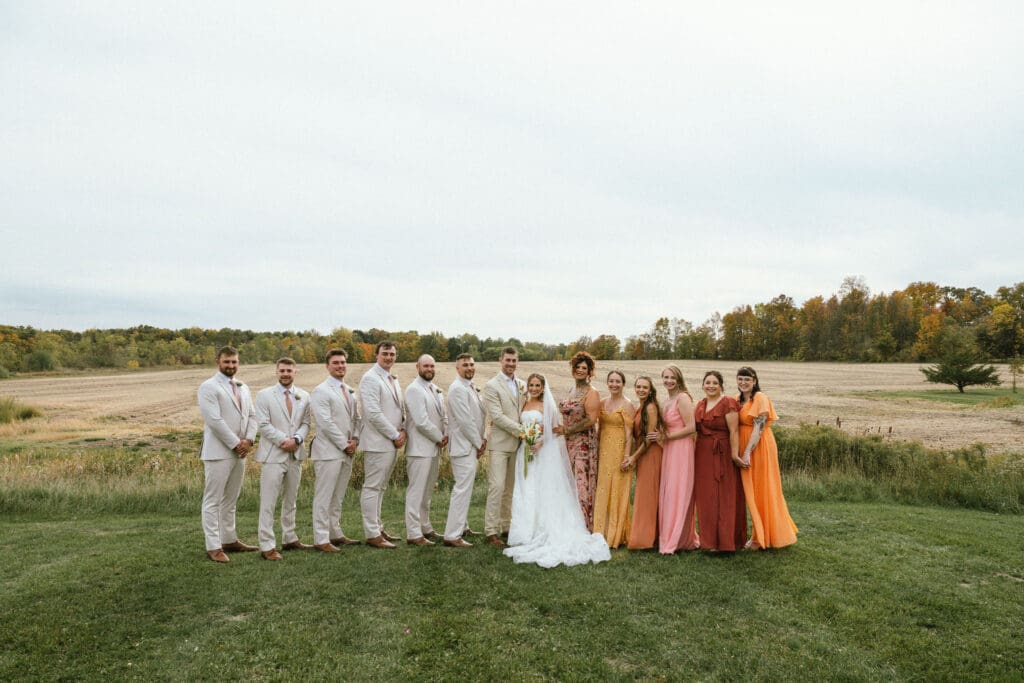 Photo of wedding party on a wedding day