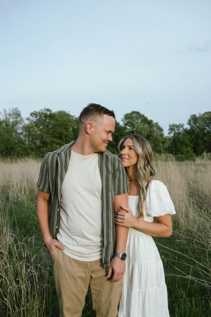 Engagement session in the back fields at Stony Creek Metropark