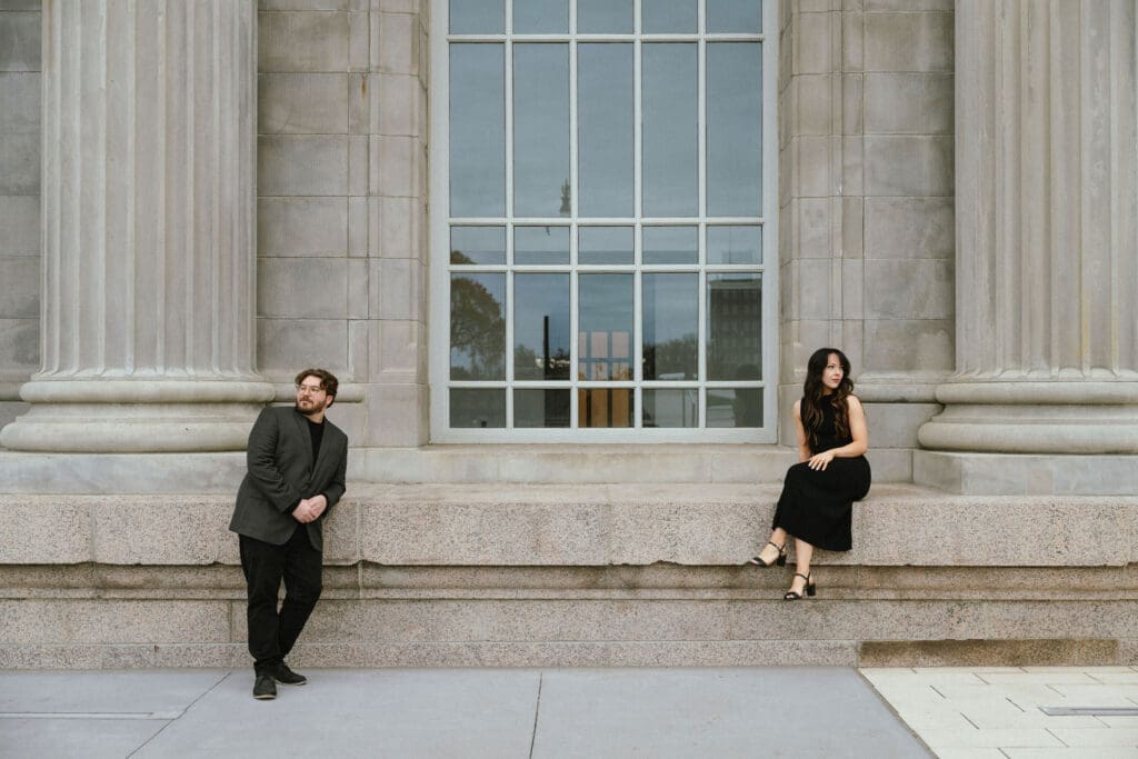 Detroit Engagement Photographer photographing a session at Michigan Central Station